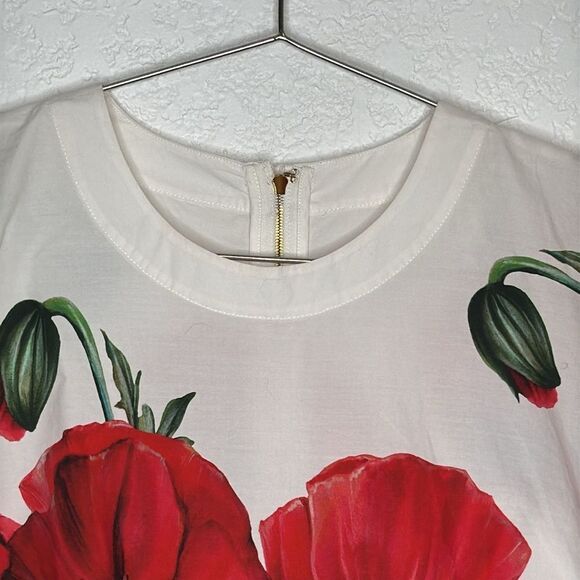 New Dolce& Gabbana Cap-Sleeve Poppy-Print Top Size IT 36 XS - Picture 4 of 13